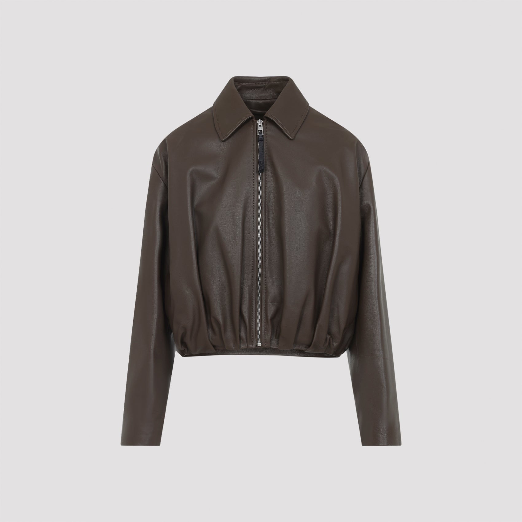 Draped Jacket Green Calf Skin