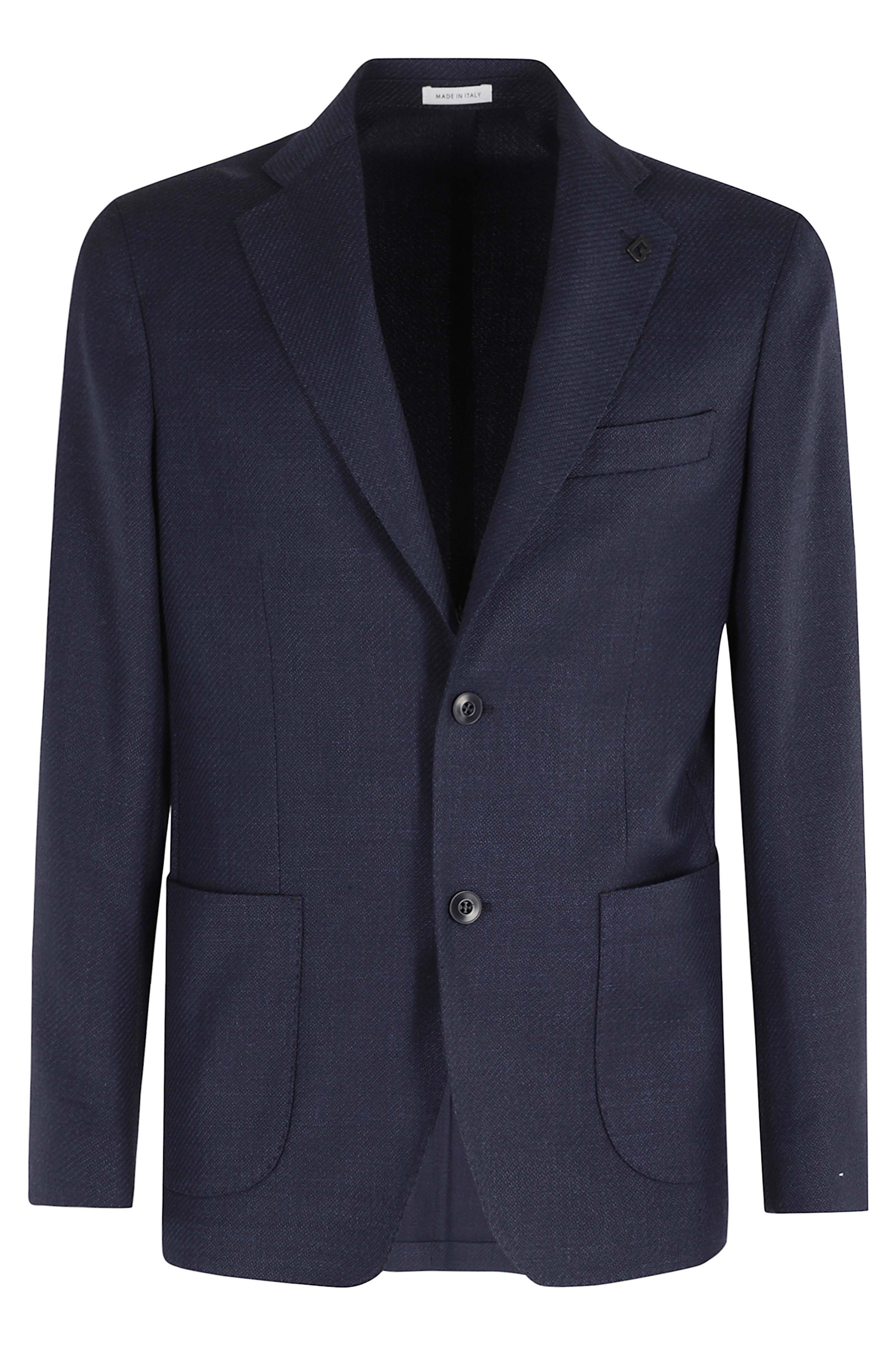 Giacca Diagonale Lana Lino Seta Blue Vergine Blazer