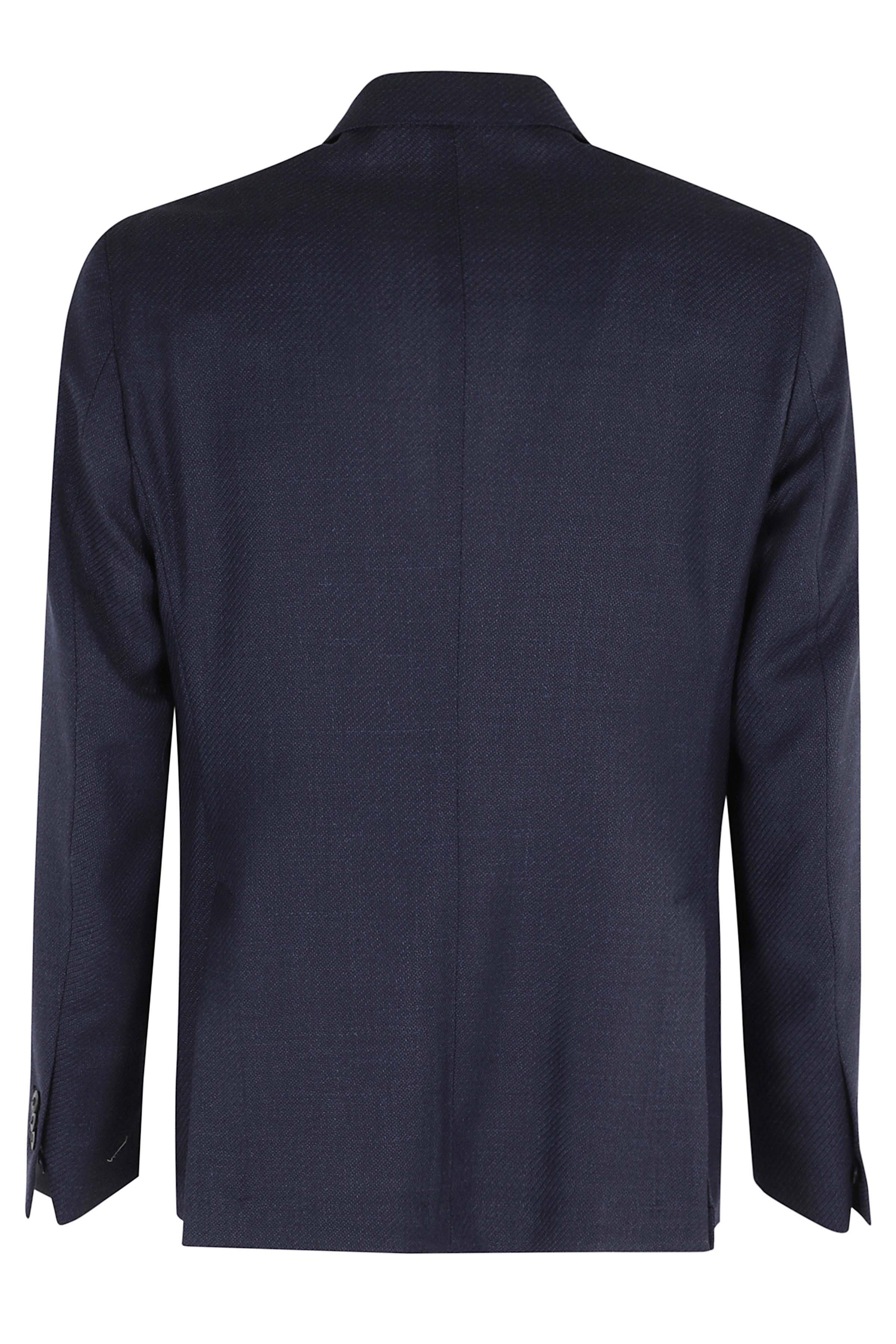 Giacca Diagonale Lana Lino Seta Blue Vergine Blazer