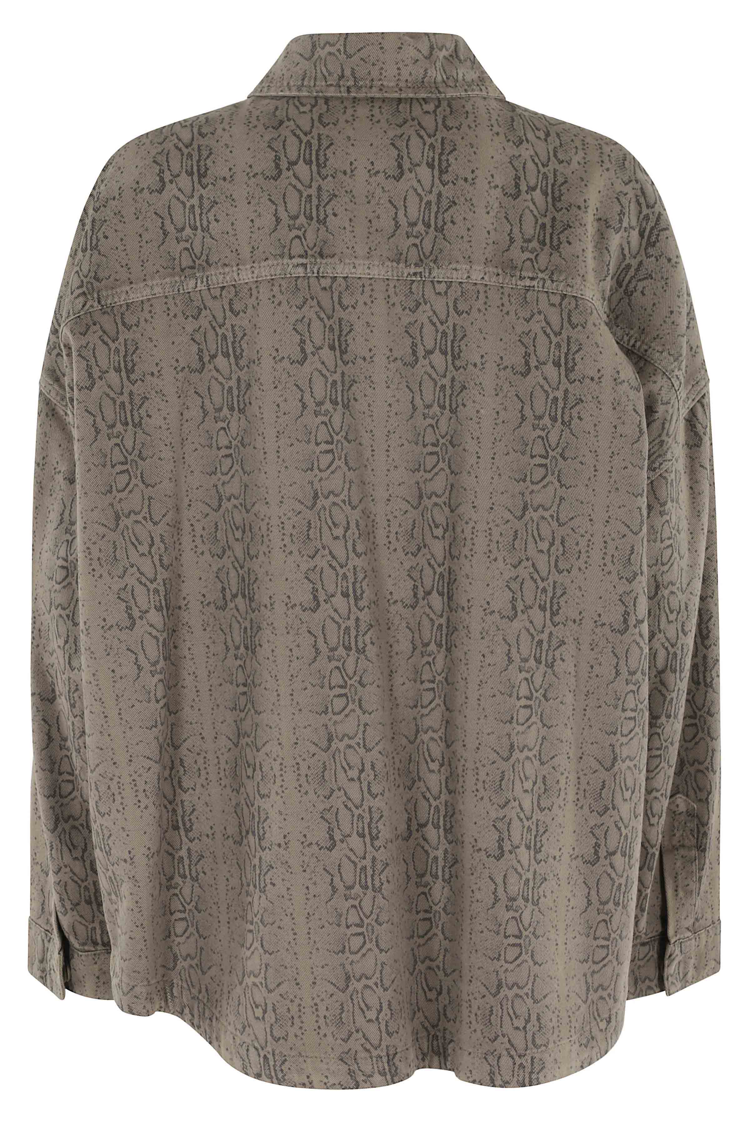 Giacca Camicia Denim Pitonato Green Cotone