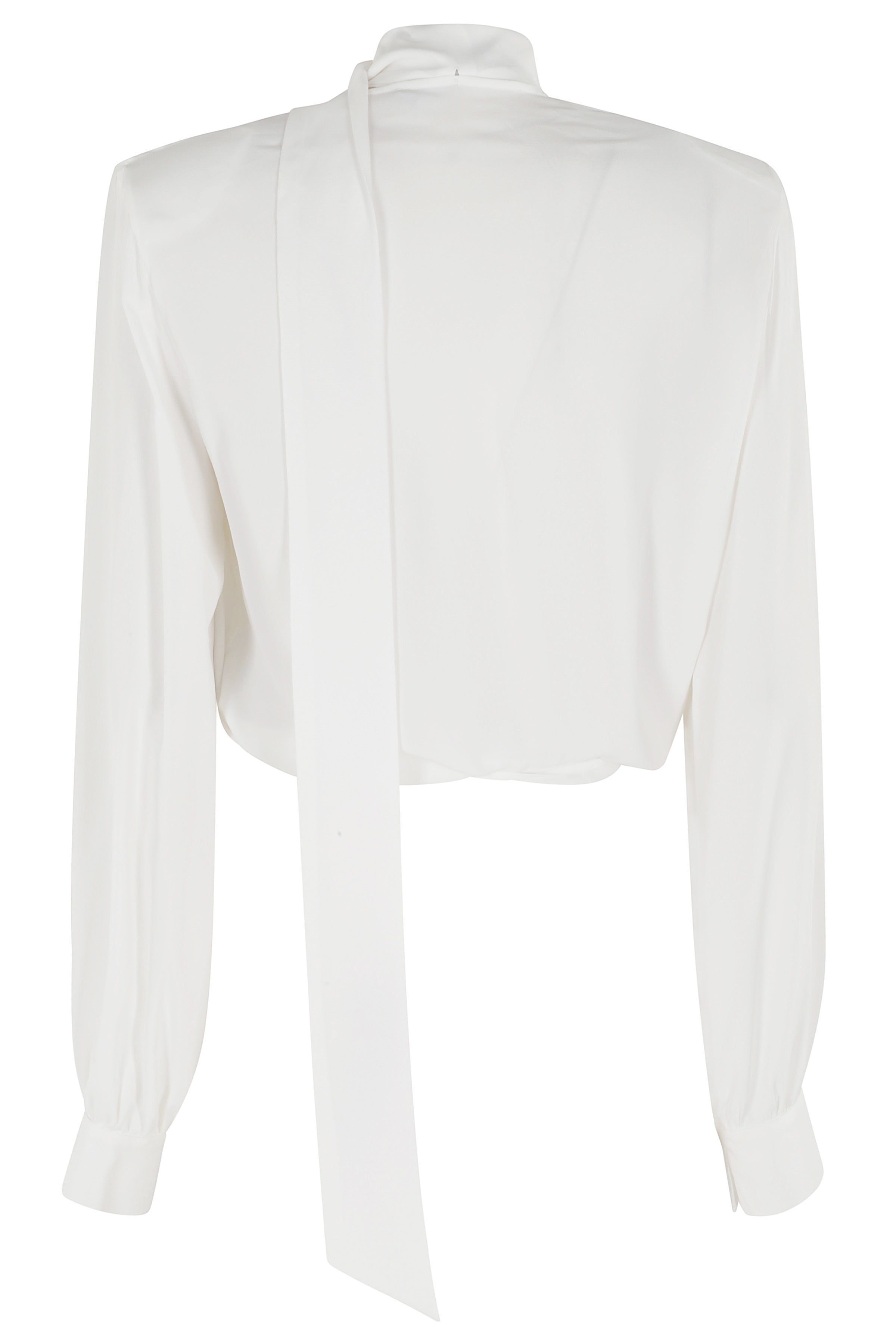 Blusa Incrociata Con Sciarpina Crepe De Chine White Acetato Seta Camicia