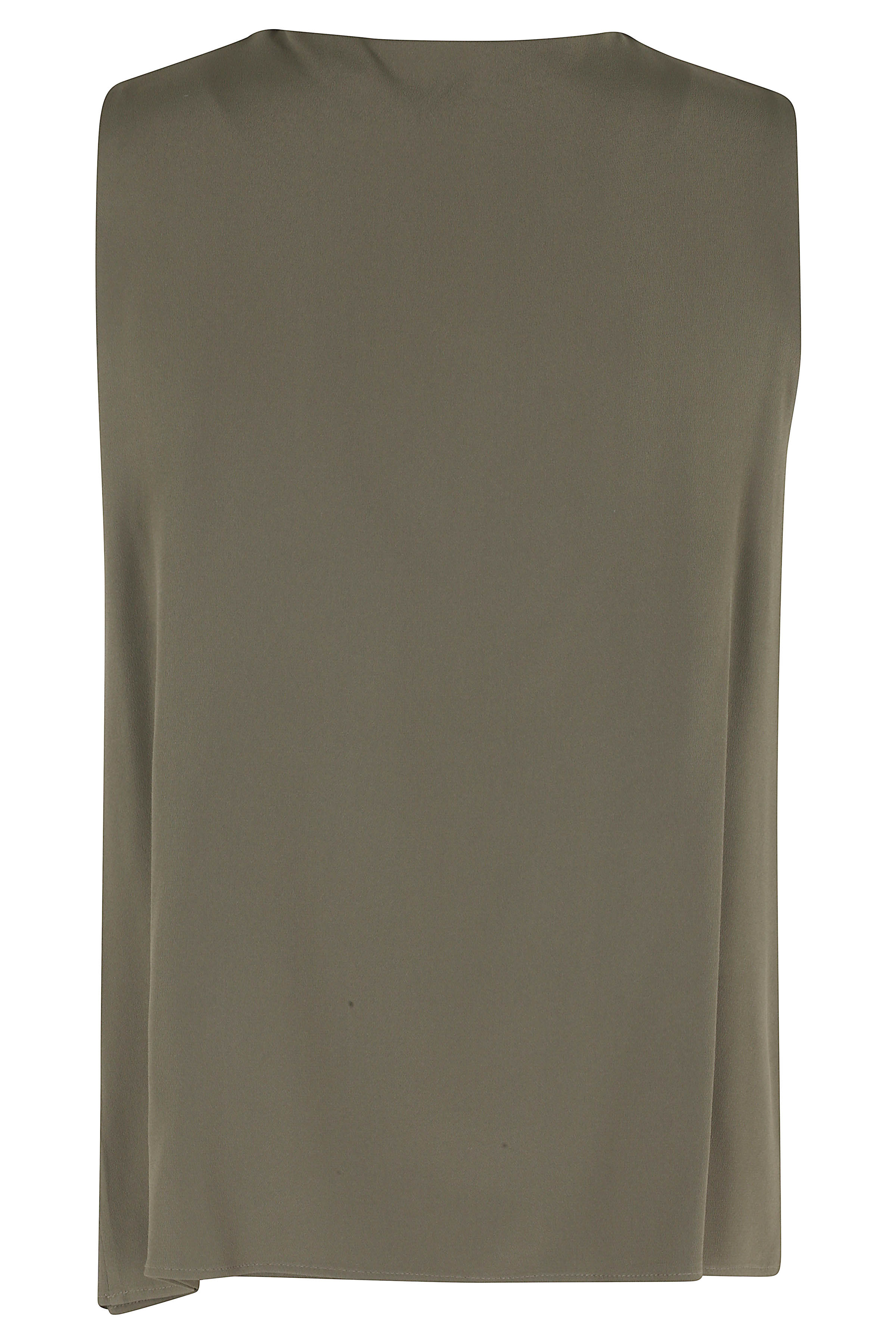 Top Con Nodo Incrociato Crepe De Chine Green Acetato Seta