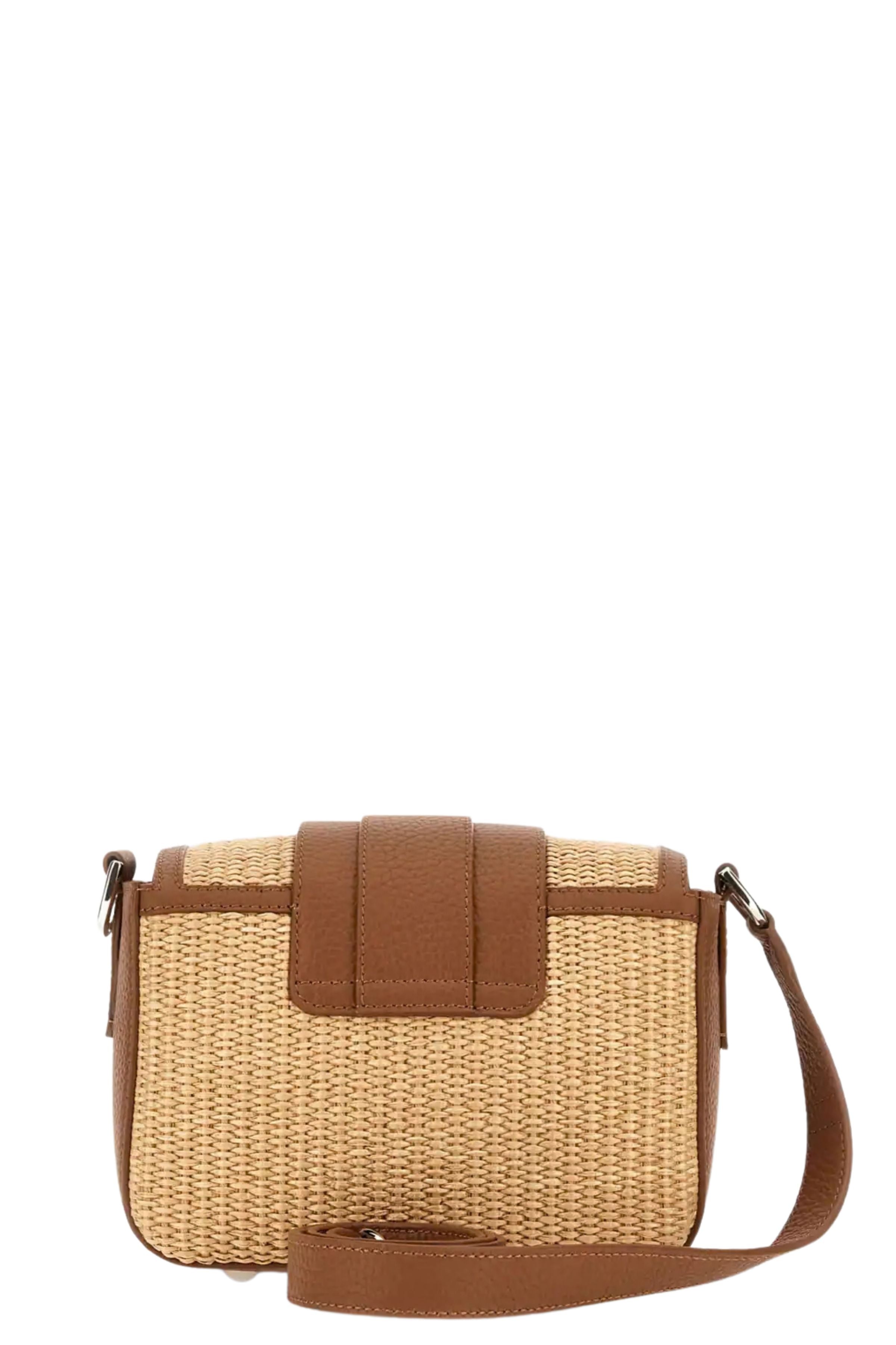 Flap Bag Raffia Brown Calf Leather Borsa