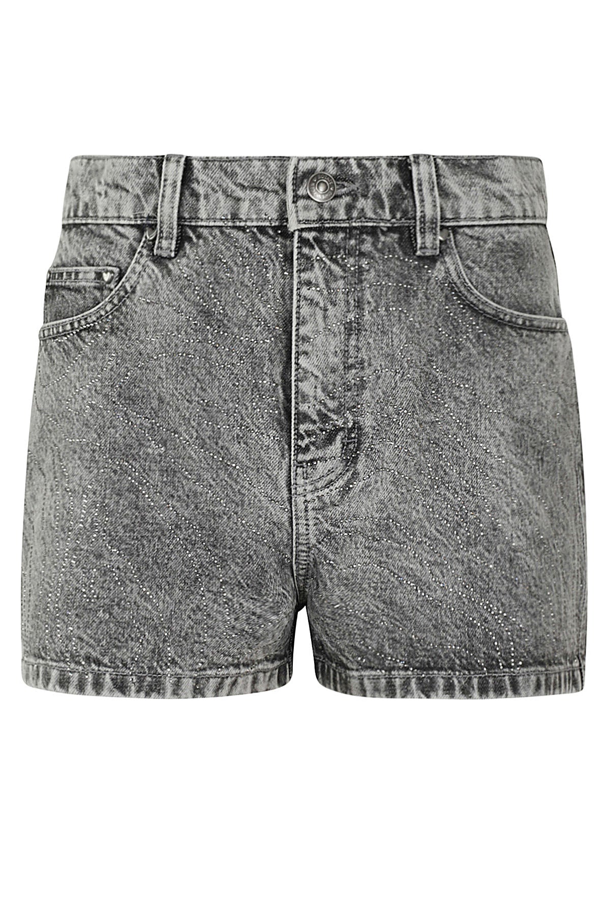 Rhinestone Denim Grey Cotton Short