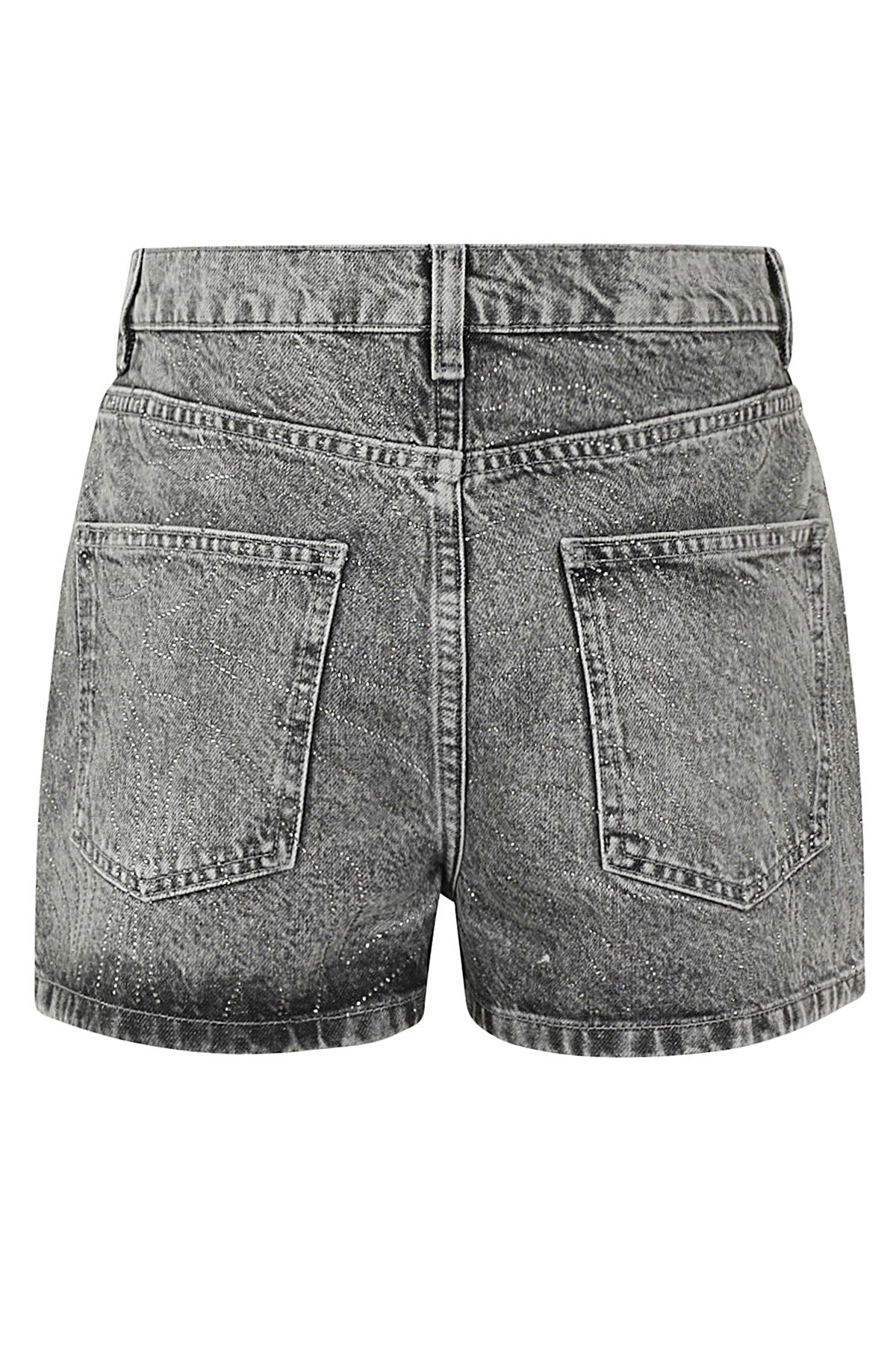 Rhinestone Denim Grey Cotton Short