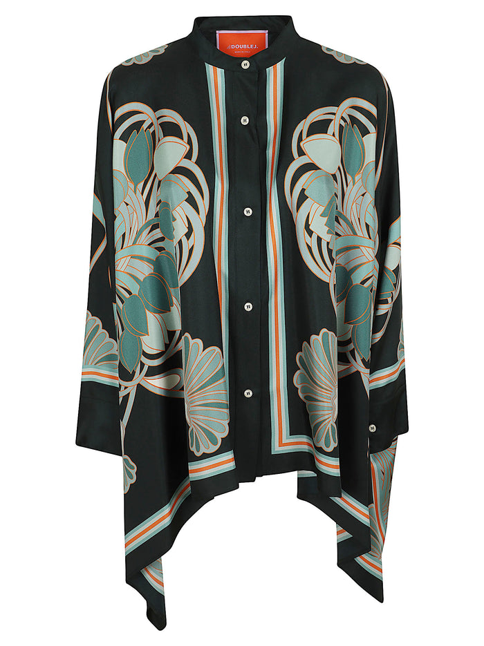 Foulard Shirt Green Silk Camicia