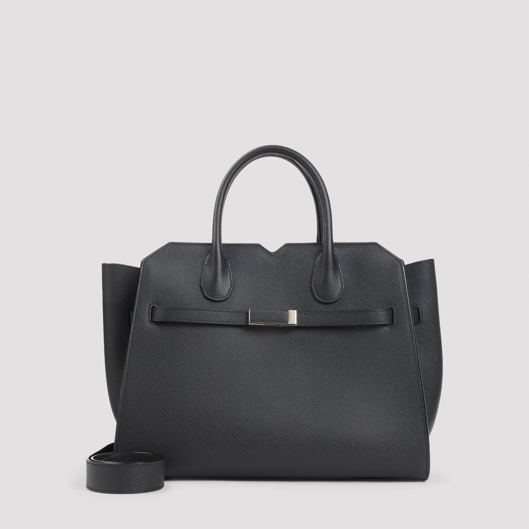 Milano Media Shoulder Bag Black Calf Leather