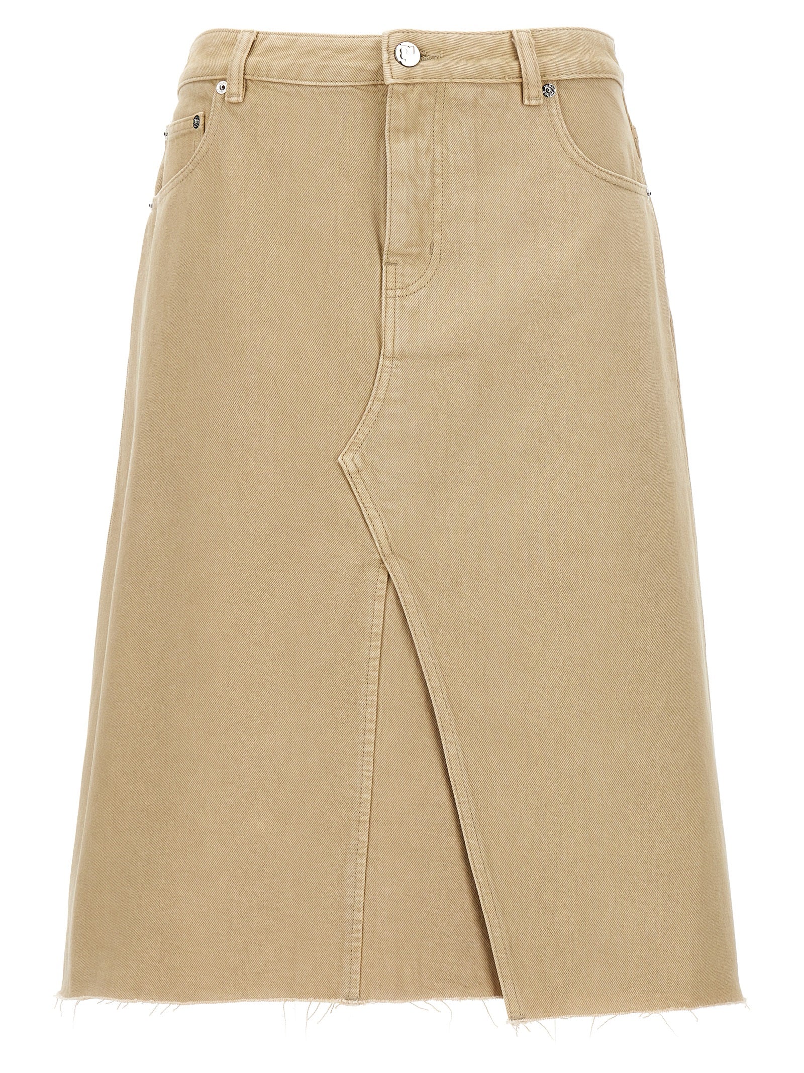 Deconstructed Midi skirt Beige Cotton