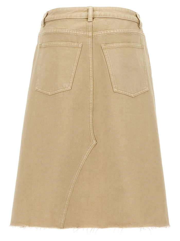 Deconstructed Midi skirt Beige Cotton