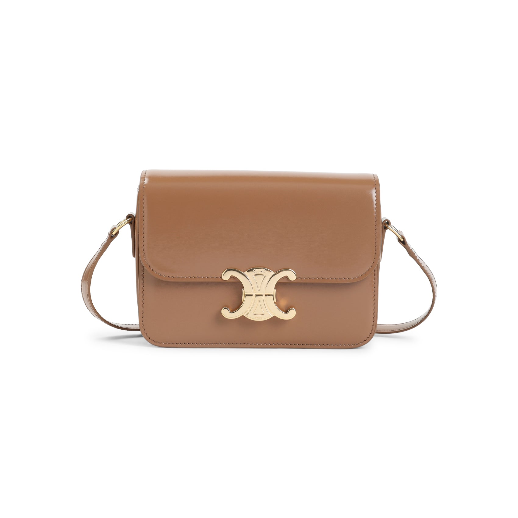 Teen Triomphe Shoulder Bag Brown Calfskin