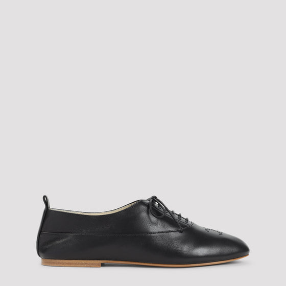 Lise Triomphe Richelieu Derbies Black Lamb Leather Shoe