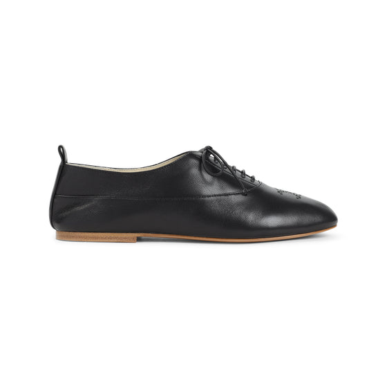 Lise Triomphe Richelieu Derbies Black Lamb Leather Shoe