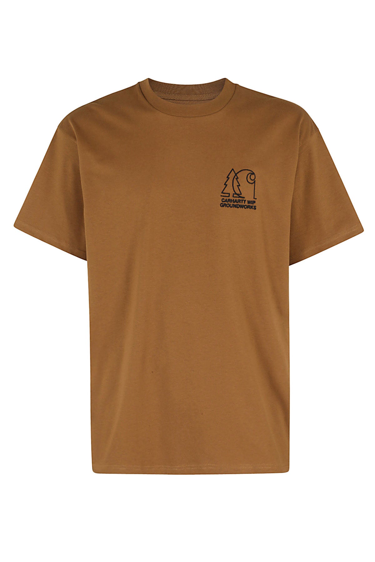Ss Groundworks Brown Cotton T-shirt