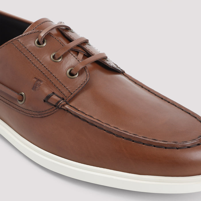 Boat Loafer Brown Leather Rubber Shoe