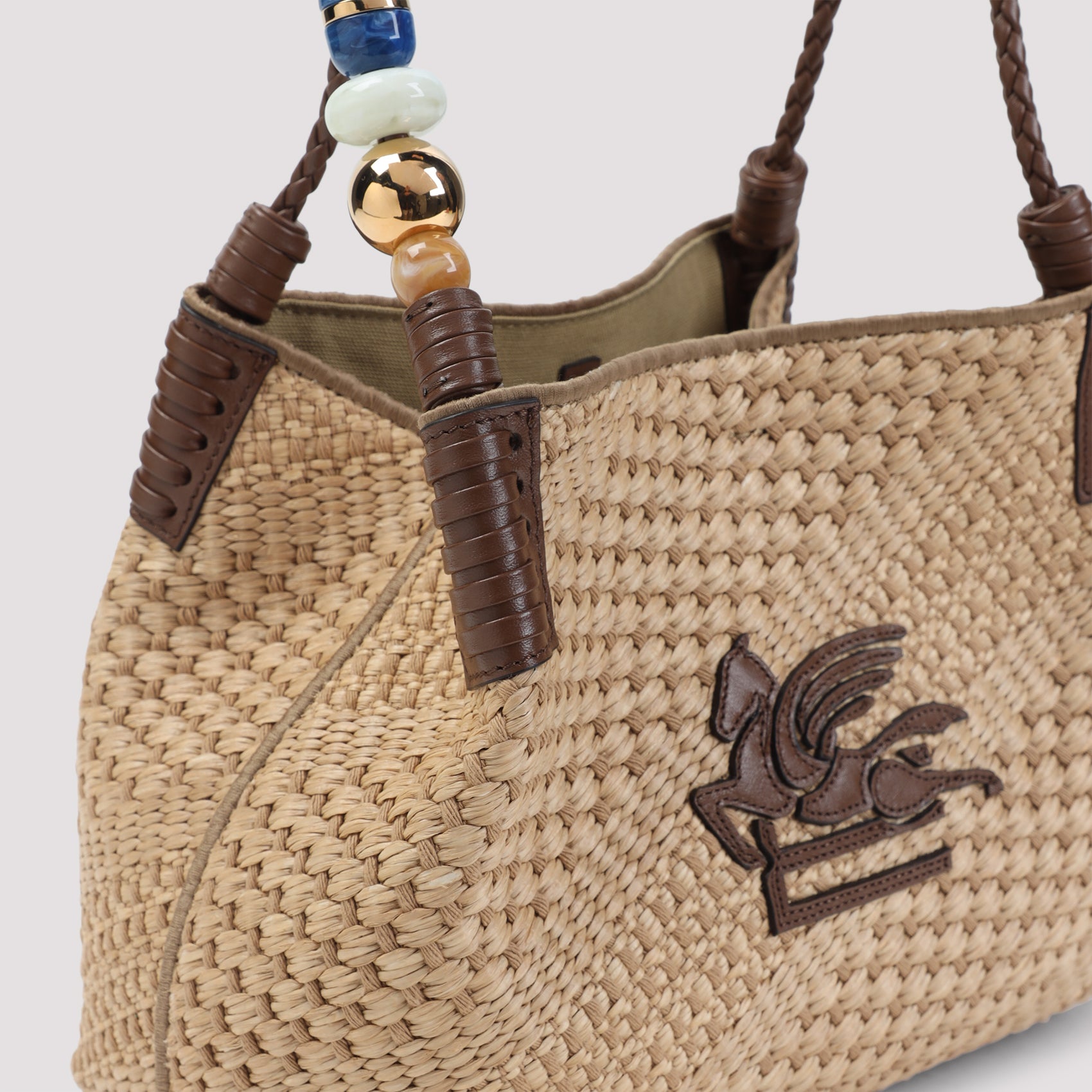 Libra S Rafia Shoulder Bag Brown Viscose Cotton