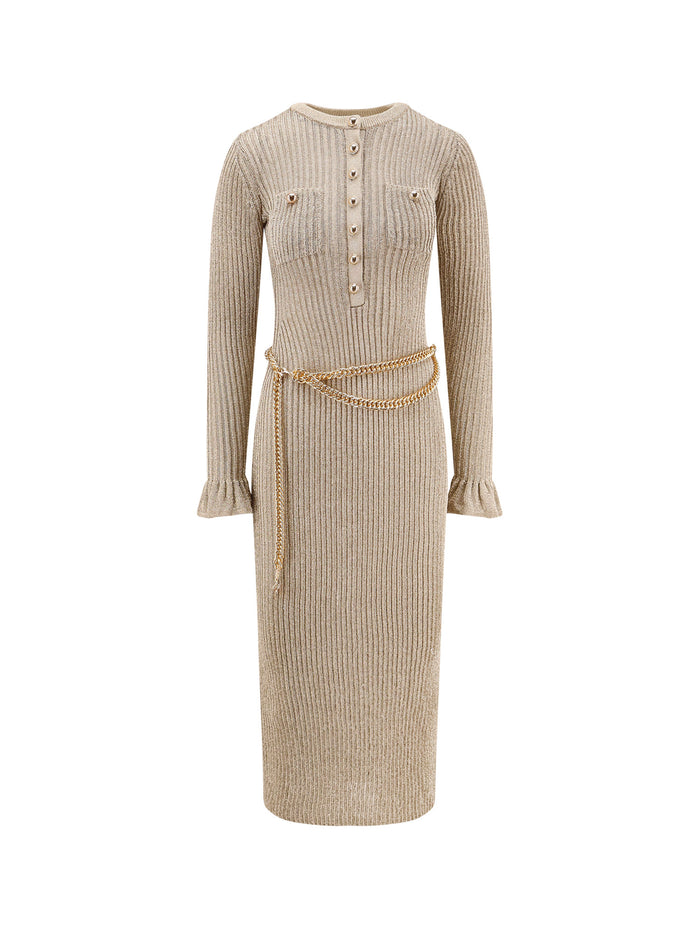 Self Portrait Dresses Golden Metallic Lurex