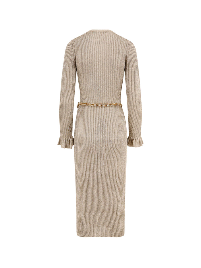 Self Portrait Dresses Golden Metallic Lurex