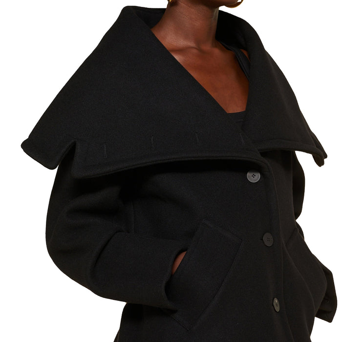 Le Caban Caruso Draped-Collar Jacket Black Virgin Wool