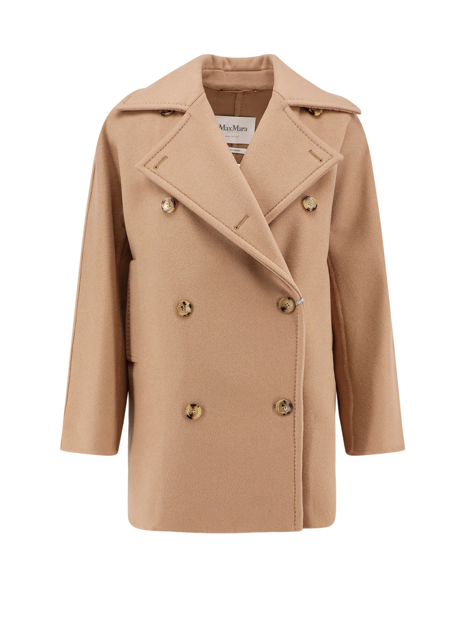 Max Mara Coats Beige Lana Vergine Cashmere