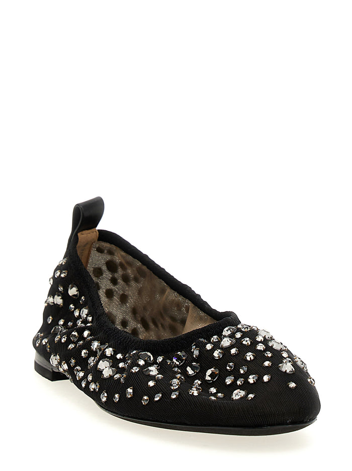 Crystal ballet flats Black Nylon Flat Shoes