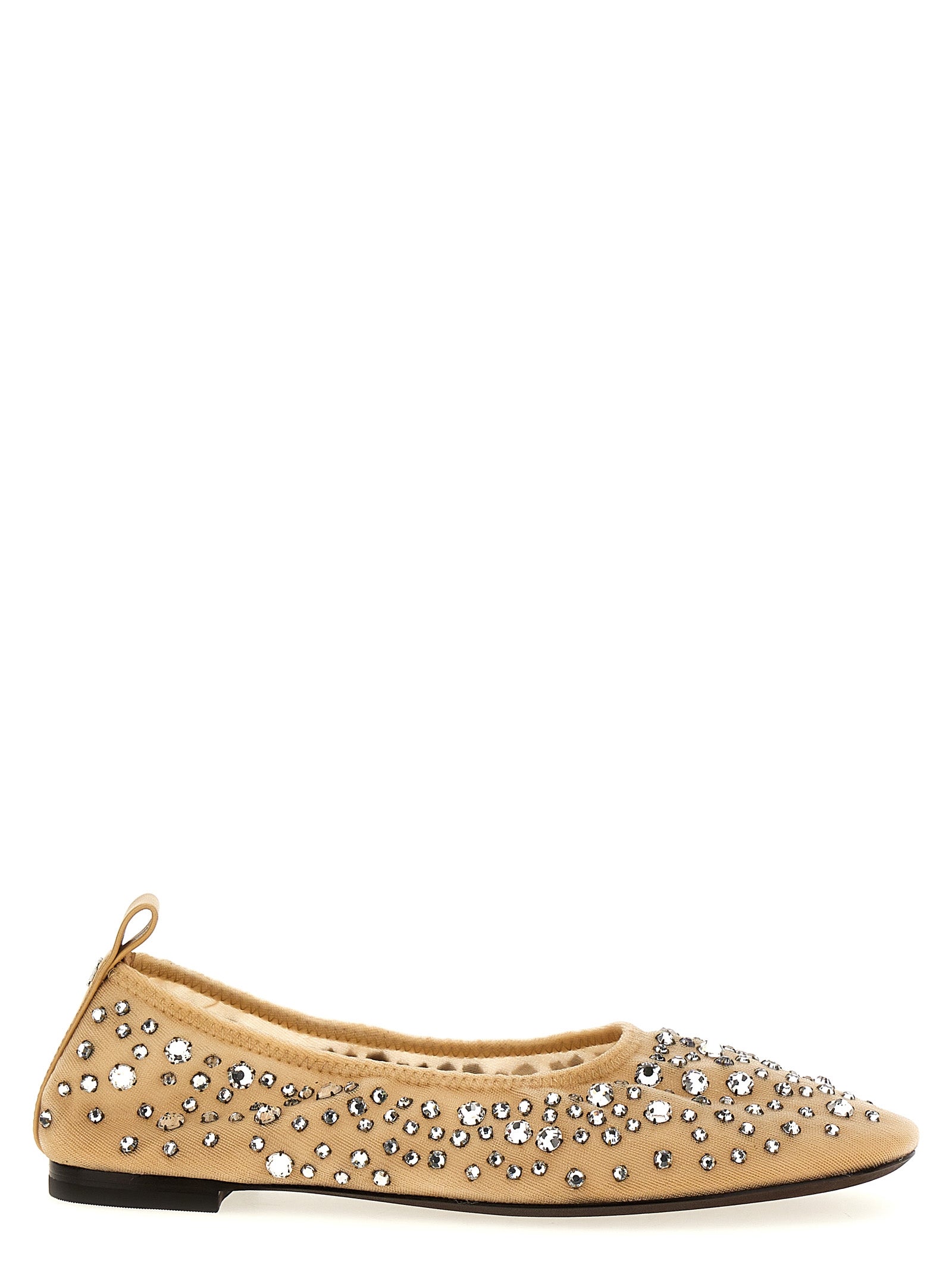 Crystal ballet flats Beige Nylon Flat Shoes
