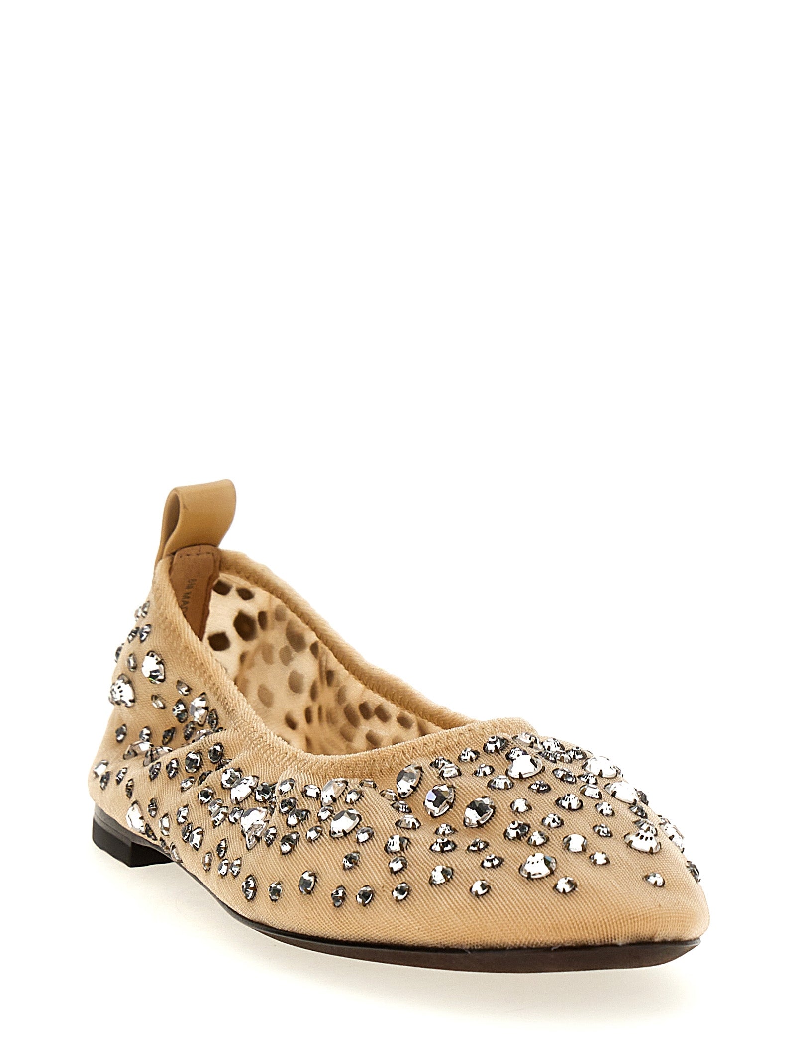 Crystal ballet flats Beige Nylon Flat Shoes