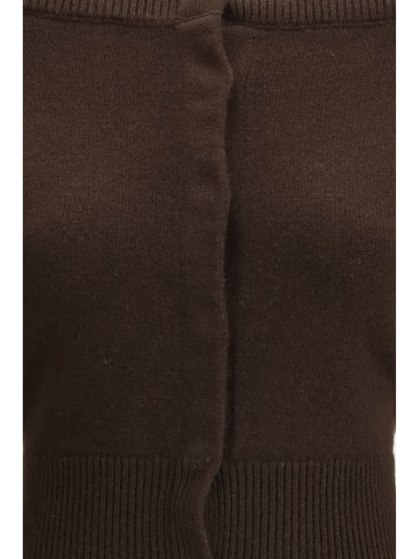 Cardigan Open-Neck Cashmere Chocolate Torte (capra Hircus)