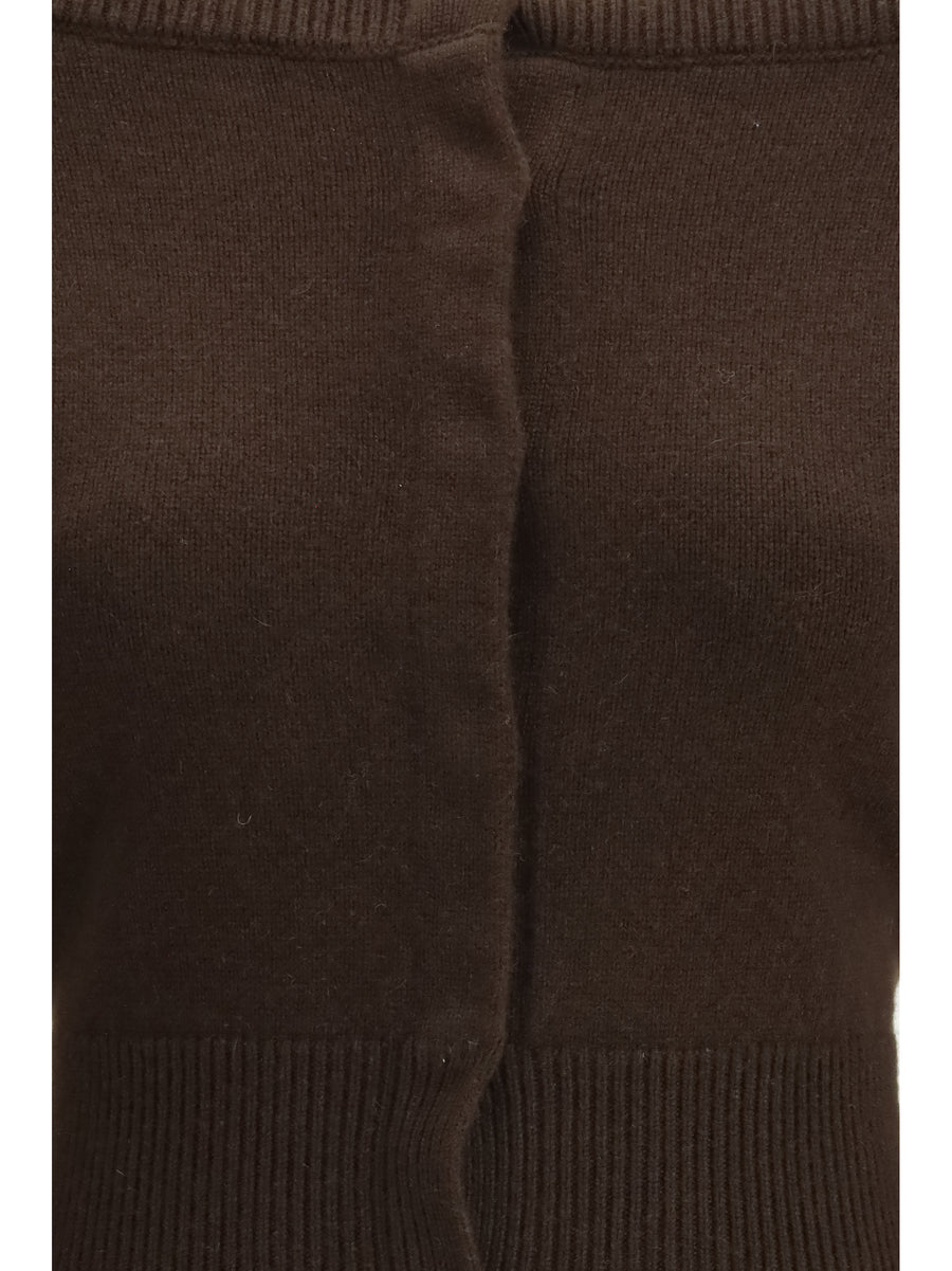 Cardigan Open-Neck Cashmere Chocolate Torte (capra Hircus)