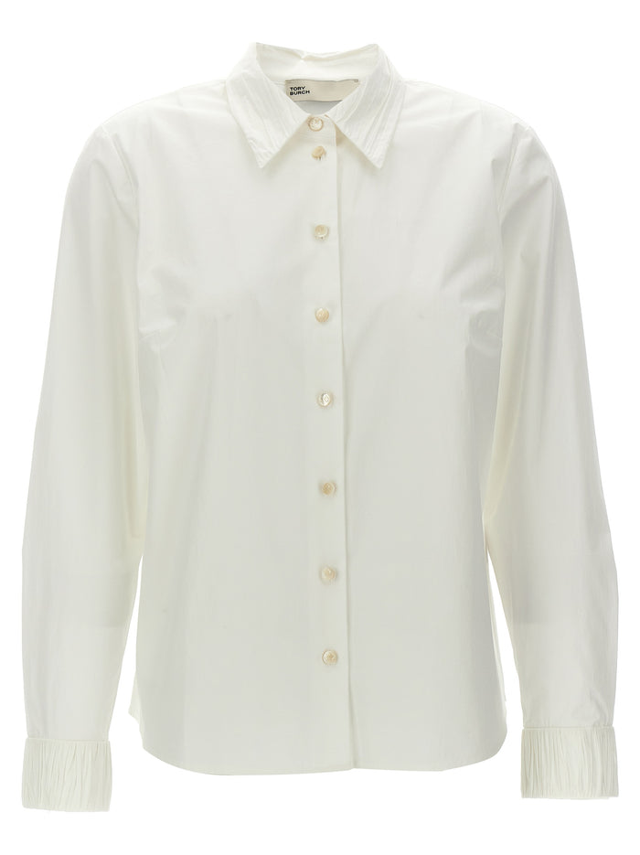 Pleated detail shirt White Cotton Shirt, Blouse