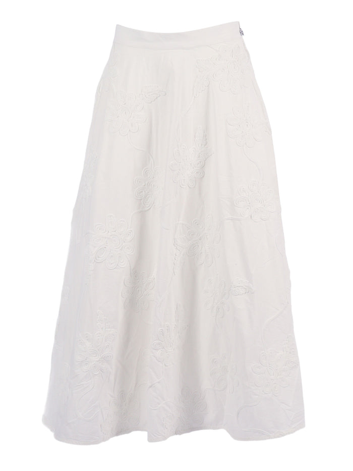 Berty Sun Flower Skirt White Cotton (organic) Long