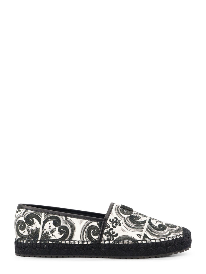 Dolce & Gabbana Flat Shoes Maiolica 3 Nero Cotone/pelle