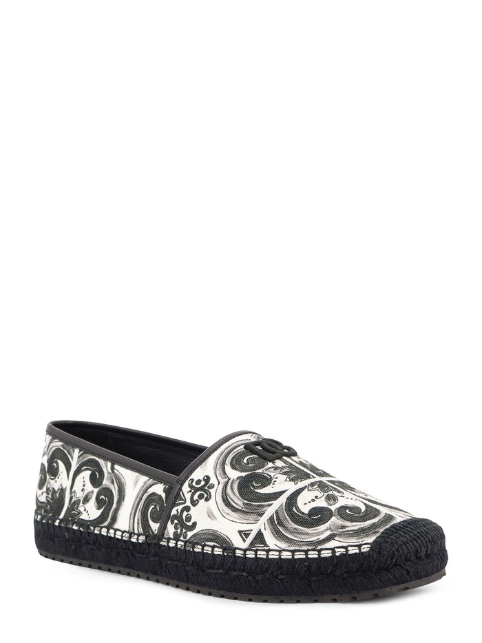 Dolce & Gabbana Flat Shoes Maiolica 3 Nero Cotone/pelle