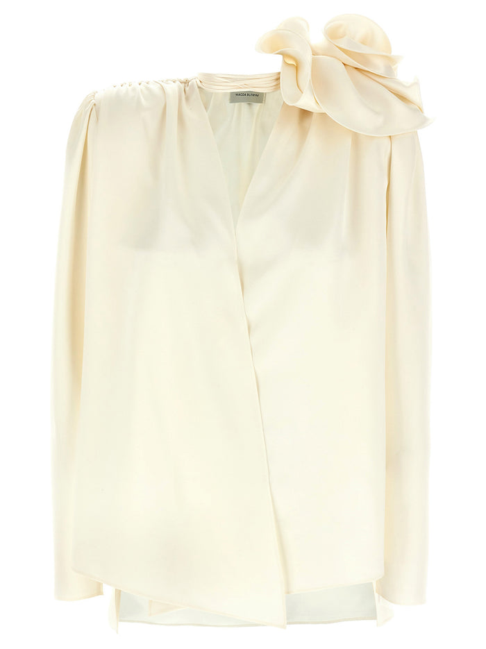 03 blouse White Silk Shirt