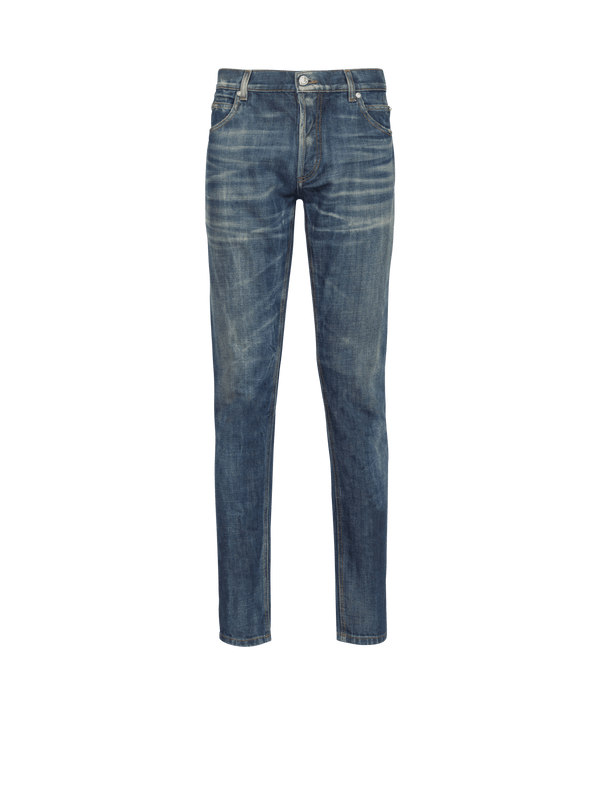 Balmain Mens Blue Stonewash Slim Jeans Clothing