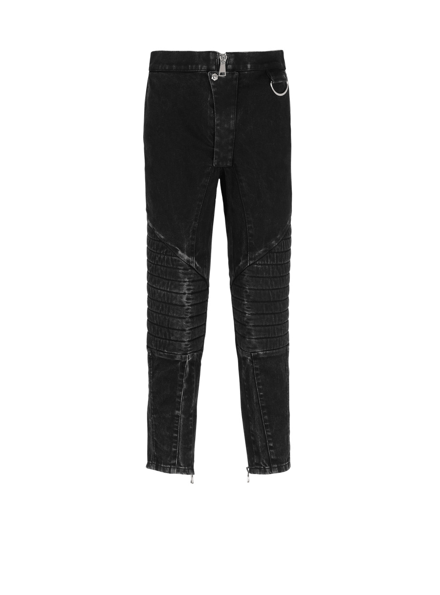 Balmain Mens Black Acid Wash Denim Pants