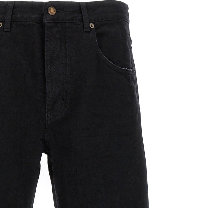 Long Baggy Denim Jeans Black Cotton