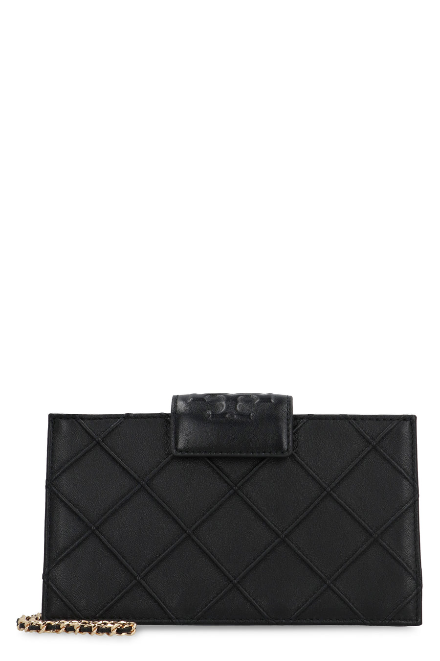 Wallet On Chain Fleming Black Leather Lamb Clutch Bags