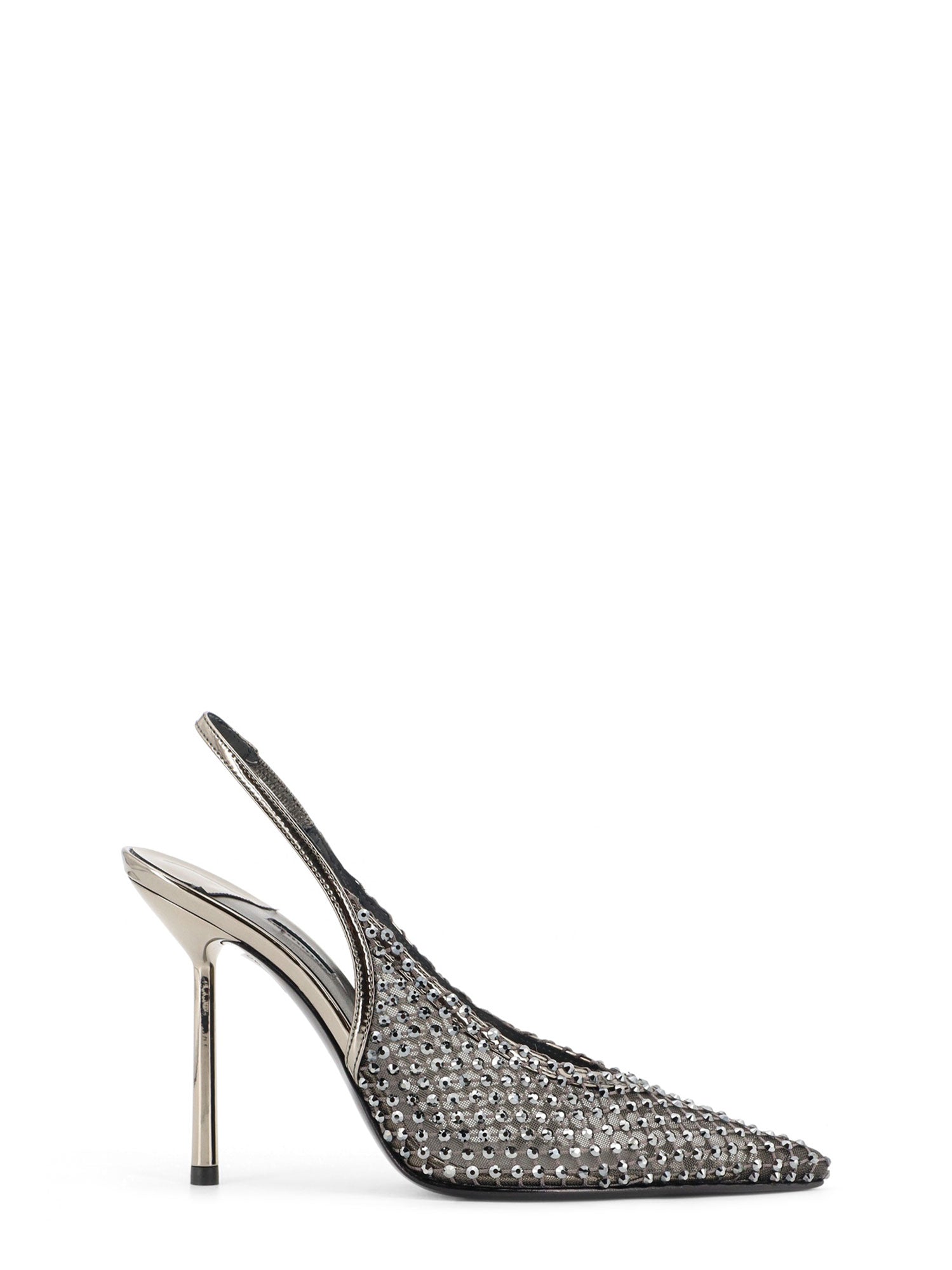 Le Silla With Heel Peltro Pelle/mesh/cristalli