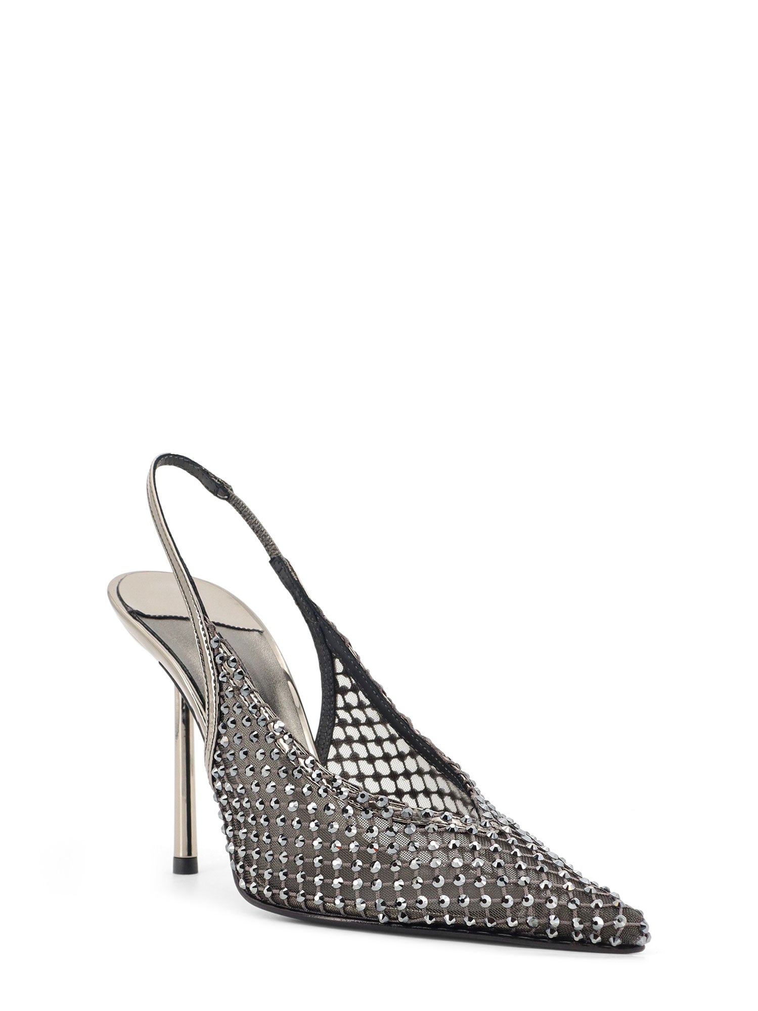 Le Silla With Heel Peltro Pelle/mesh/cristalli