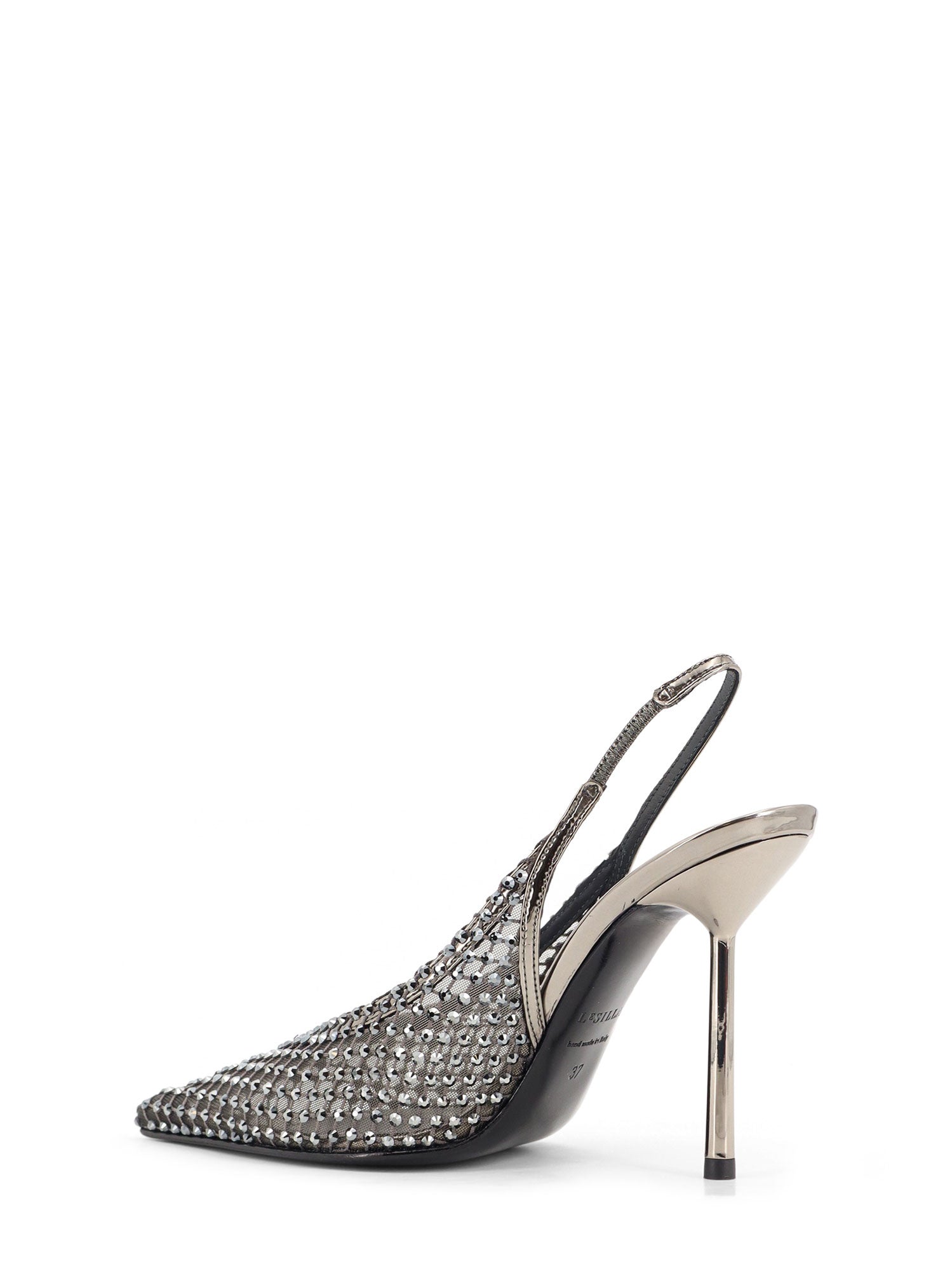 Le Silla With Heel Peltro Pelle/mesh/cristalli