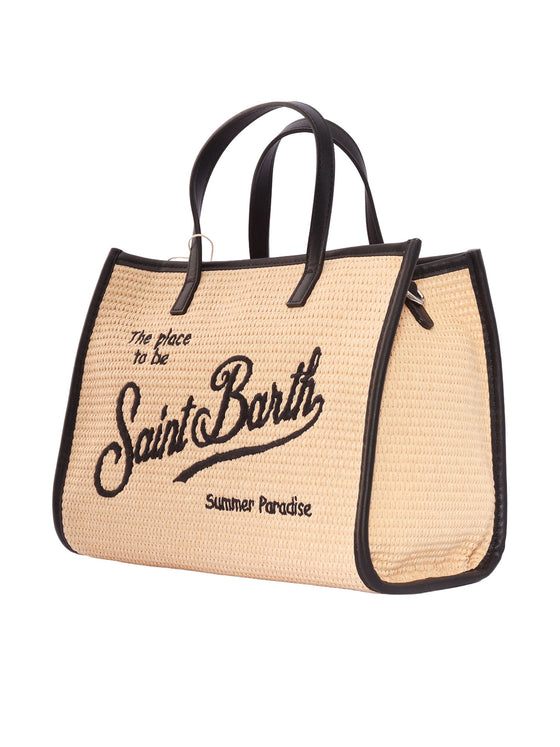 Vivian Mid Straw-1100 Emb Beige Paper Polyurethane Handbag