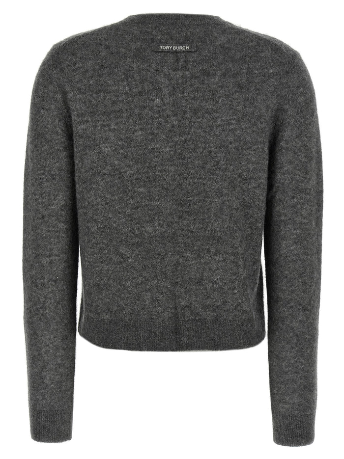 Embroidery cardigan Gray Cachemire Silk Sweater, Cardigans