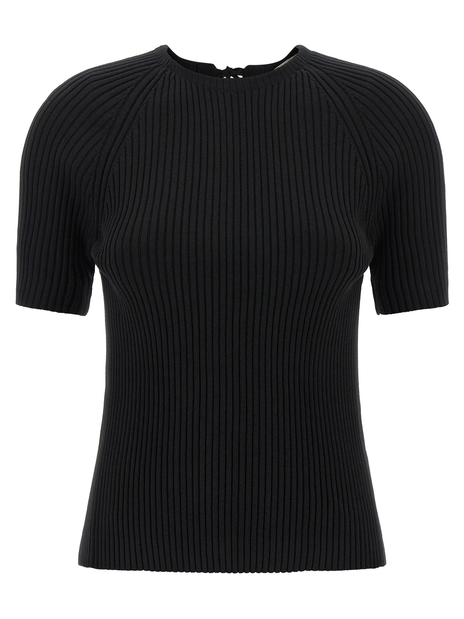 Back closure sweater Black Cotton Polyamide Elastane Sweater, Cardigans