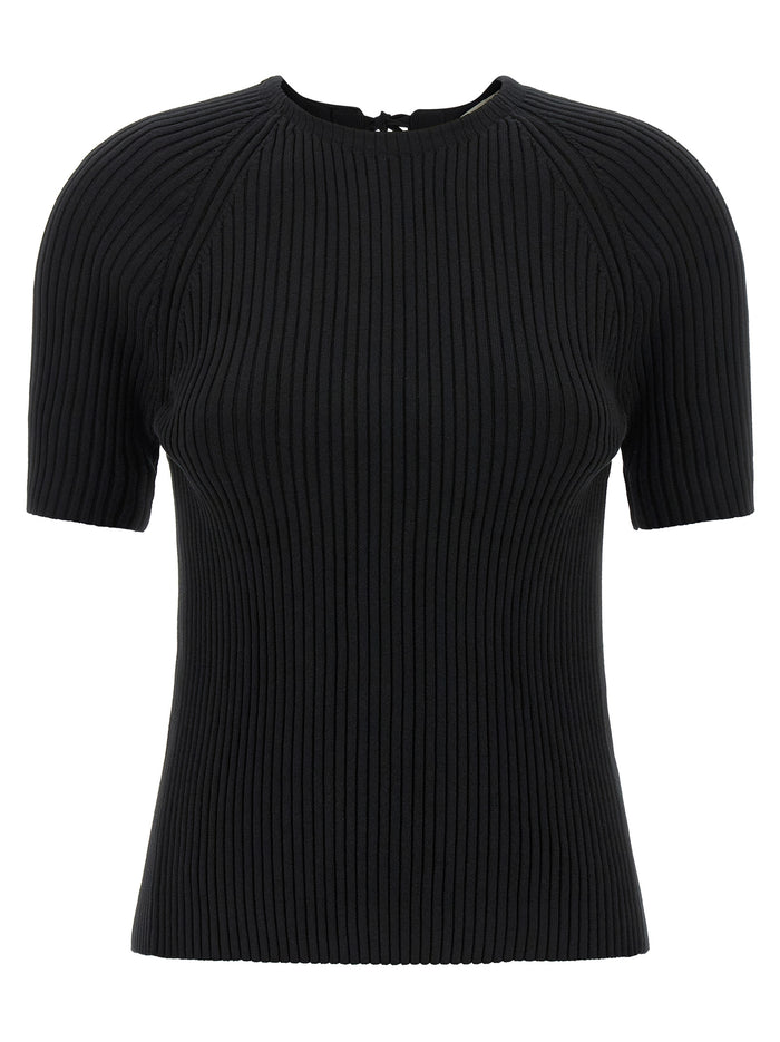 Back closure sweater Black Cotton Polyamide Elastane Sweater, Cardigans