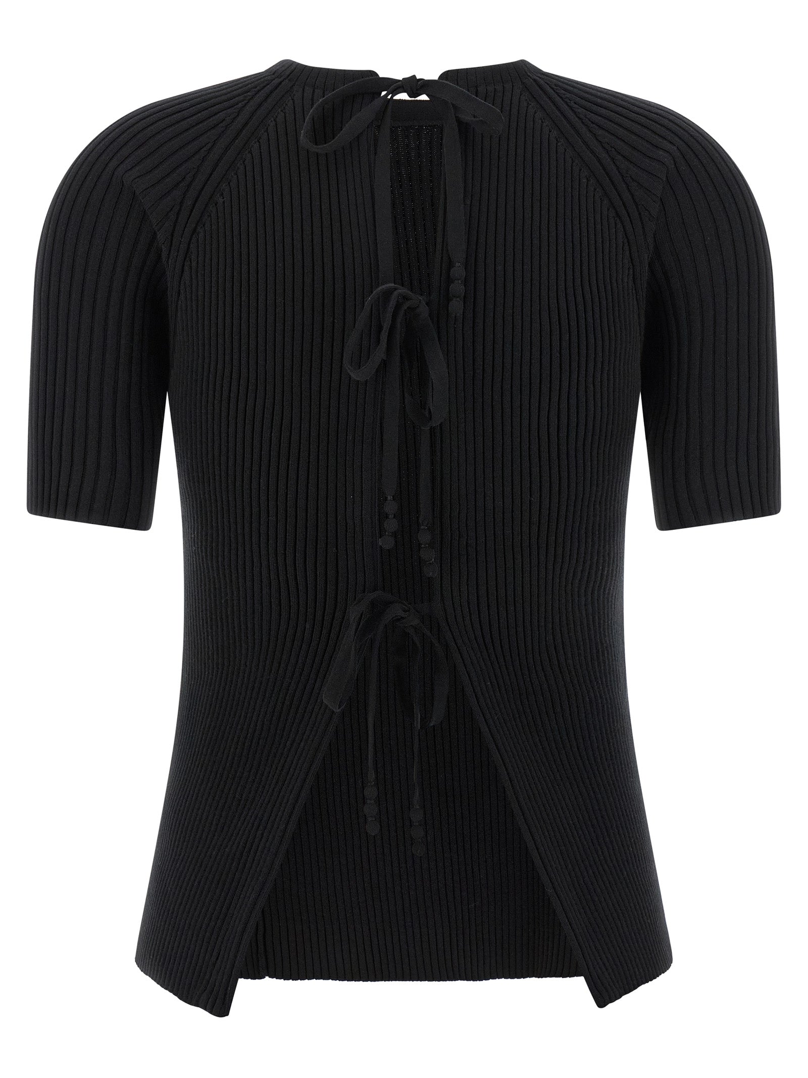 Back closure sweater Black Cotton Polyamide Elastane Sweater, Cardigans