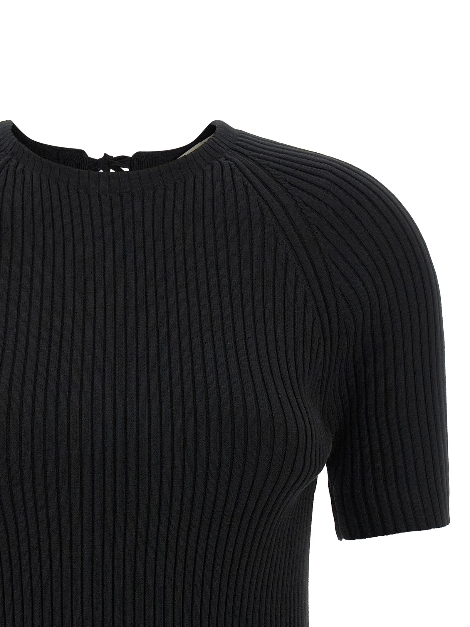 Back closure sweater Black Cotton Polyamide Elastane Sweater, Cardigans