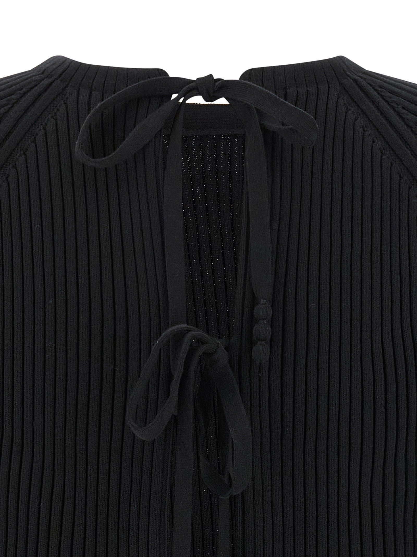 Back closure sweater Black Cotton Polyamide Elastane Sweater, Cardigans