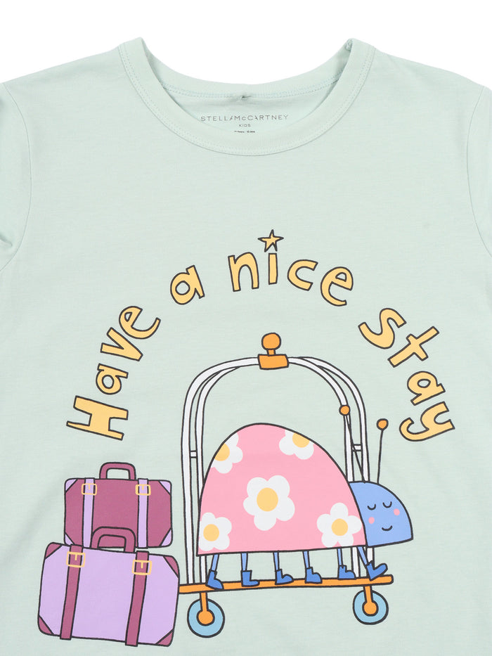 T-SHIRT-TOP Green Cotton Short Sleeves T-shirt