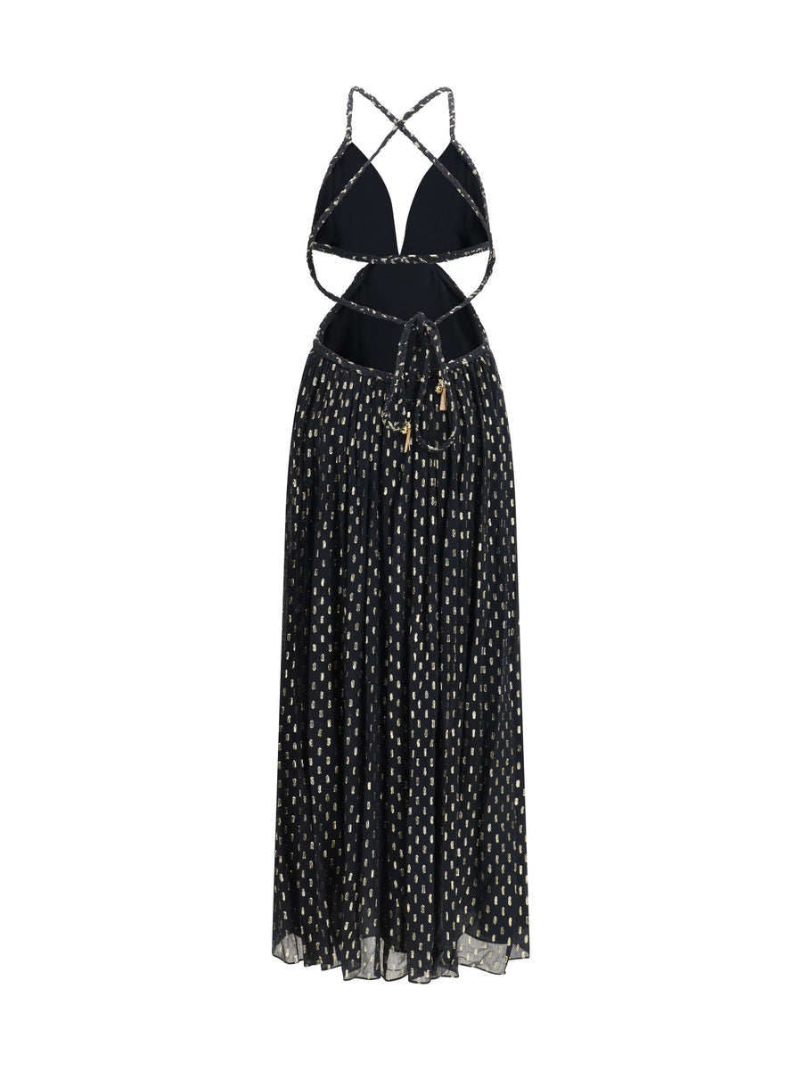 Maxi Dress Daylight Braid Trim Black Viscose