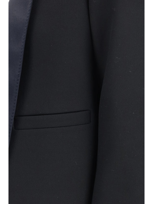 Cropped Single-Breasted Jacket Black-Deep Blue Navy Black/deep Wool